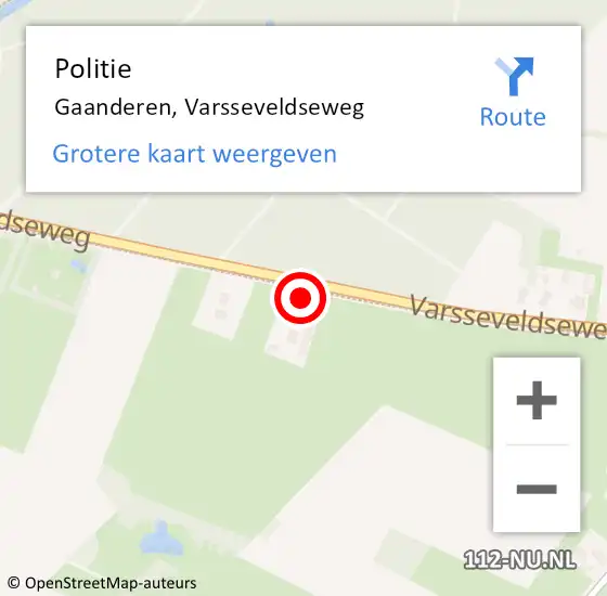 Locatie op kaart van de 112 melding: Politie Gaanderen, Varsseveldseweg op 29 juli 2022 00:13