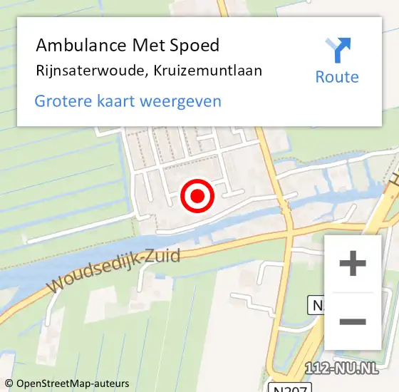 Locatie op kaart van de 112 melding: Ambulance Met Spoed Naar Rijnsaterwoude, Kruizemuntlaan op 29 juli 2022 00:20