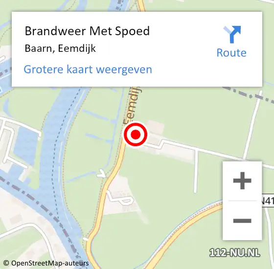 Locatie op kaart van de 112 melding: Brandweer Met Spoed Naar Baarn, Eemdijk op 29 juli 2022 00:41