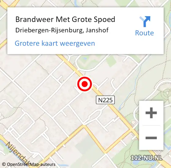 Locatie op kaart van de 112 melding: Brandweer Met Grote Spoed Naar Driebergen-Rijsenburg, Janshof op 29 juli 2022 01:51