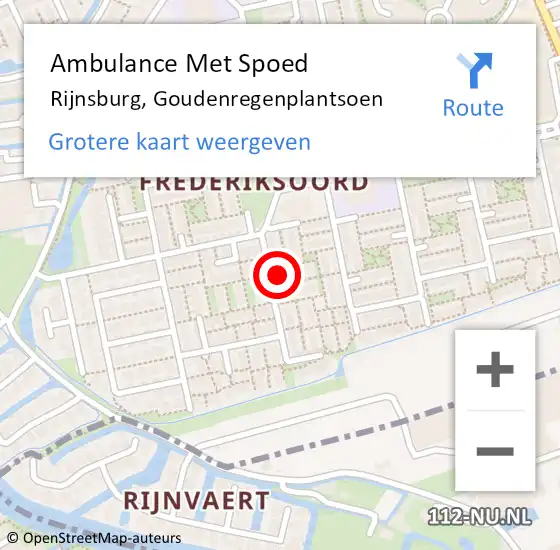 Locatie op kaart van de 112 melding: Ambulance Met Spoed Naar Rijnsburg, Goudenregenplantsoen op 29 juli 2022 02:16