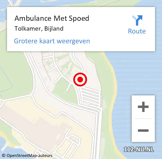 Locatie op kaart van de 112 melding: Ambulance Met Spoed Naar Tolkamer, Bijland op 29 juli 2022 02:42