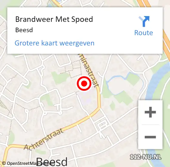 Locatie op kaart van de 112 melding: Brandweer Met Spoed Naar Beesd op 29 juli 2022 03:22