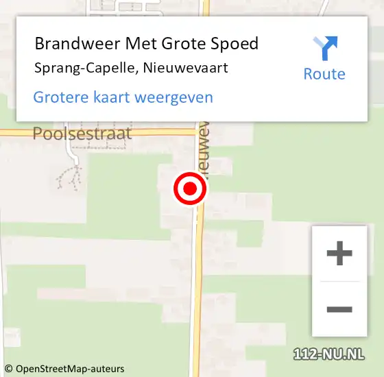 Locatie op kaart van de 112 melding: Brandweer Met Grote Spoed Naar Sprang-Capelle, Nieuwevaart op 29 juli 2022 03:42