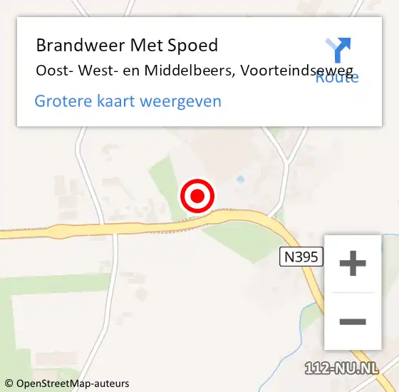 Locatie op kaart van de 112 melding: Brandweer Met Spoed Naar Oost- West- en Middelbeers, Voorteindseweg op 29 juli 2022 03:52