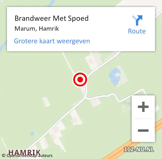 Locatie op kaart van de 112 melding: Brandweer Met Spoed Naar Marum, Hamrik op 29 juli 2022 06:08