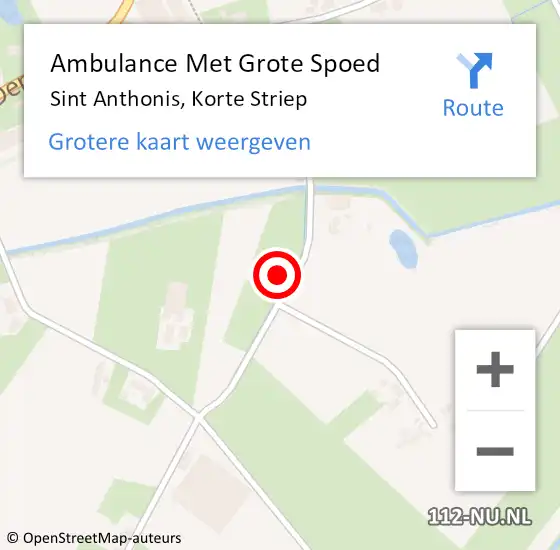 Locatie op kaart van de 112 melding: Ambulance Met Grote Spoed Naar Sint Anthonis, Korte Striep op 29 juli 2022 07:02