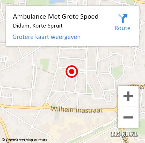 Locatie op kaart van de 112 melding: Ambulance Met Grote Spoed Naar Didam, Korte Spruit op 29 juli 2022 07:09