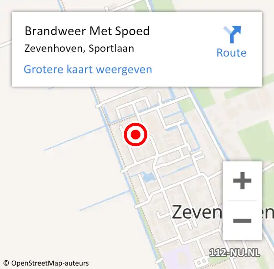 Locatie op kaart van de 112 melding: Brandweer Met Spoed Naar Zevenhoven, Sportlaan op 29 juli 2022 07:12