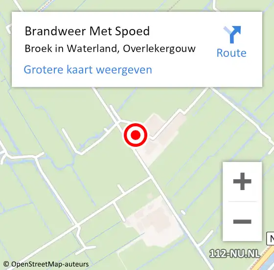 Locatie op kaart van de 112 melding: Brandweer Met Spoed Naar Broek in Waterland, Overlekergouw op 29 juli 2022 07:18