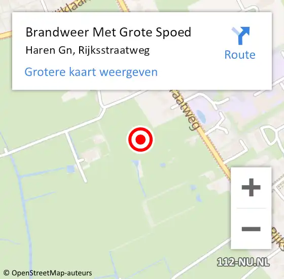 Locatie op kaart van de 112 melding: Brandweer Met Grote Spoed Naar Haren, Rijksstraatweg op 29 juli 2022 07:18
