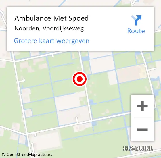 Locatie op kaart van de 112 melding: Ambulance Met Spoed Naar Noorden, Voordijkseweg op 29 juli 2022 08:17