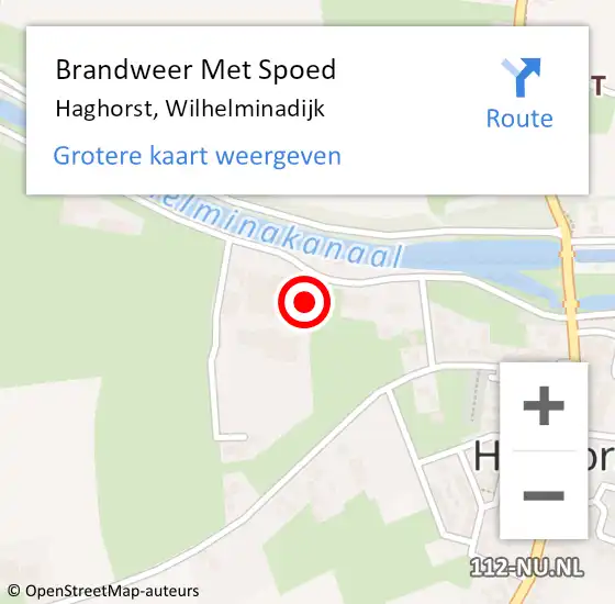 Locatie op kaart van de 112 melding: Brandweer Met Spoed Naar Haghorst, Wilhelminadijk op 29 juli 2022 08:49