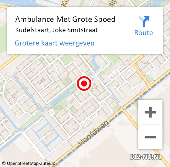 Locatie op kaart van de 112 melding: Ambulance Met Grote Spoed Naar Kudelstaart, Joke Smitstraat op 29 juli 2022 09:02