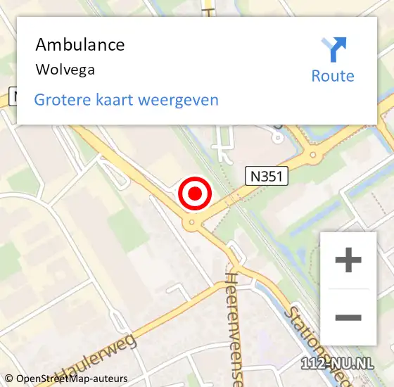 Locatie op kaart van de 112 melding: Ambulance Wolvega op 29 juli 2022 09:30