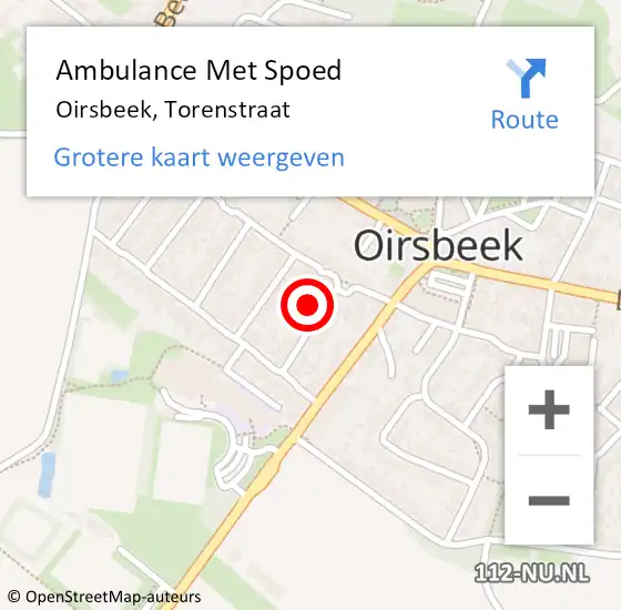 Locatie op kaart van de 112 melding: Ambulance Met Spoed Naar Oirsbeek, Torenstraat op 9 oktober 2013 12:46