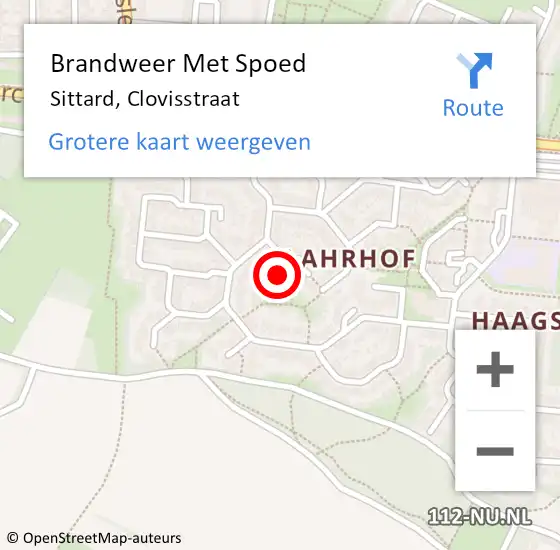 Locatie op kaart van de 112 melding: Brandweer Met Spoed Naar Sittard, Clovisstraat op 29 juli 2022 09:48