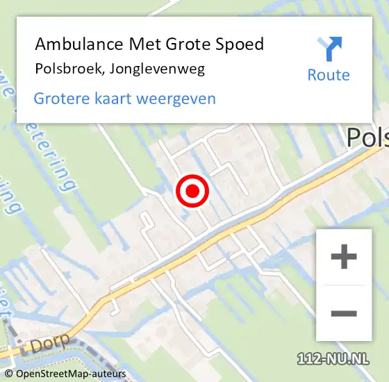 Locatie op kaart van de 112 melding: Ambulance Met Grote Spoed Naar Polsbroek, Jonglevenweg op 29 juli 2022 09:49