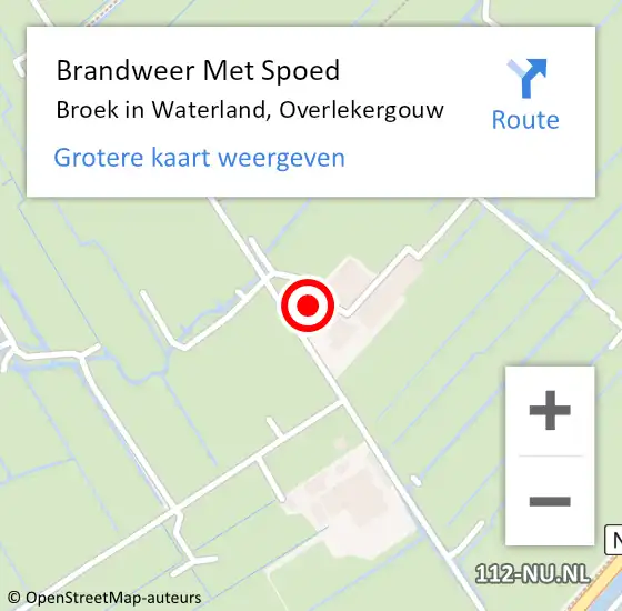 Locatie op kaart van de 112 melding: Brandweer Met Spoed Naar Broek in Waterland, Overlekergouw op 29 juli 2022 09:54