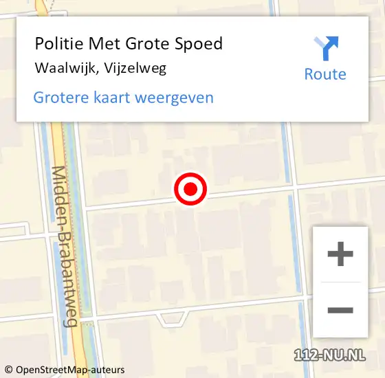 Locatie op kaart van de 112 melding: Politie Met Grote Spoed Naar Waalwijk, Vijzelweg op 29 juli 2022 10:25