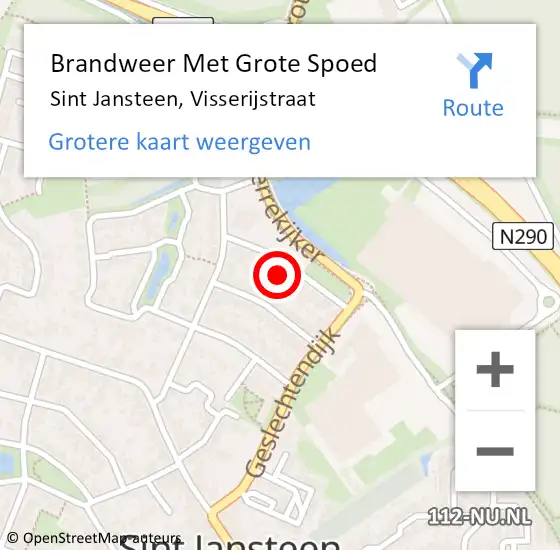 Locatie op kaart van de 112 melding: Brandweer Met Grote Spoed Naar Sint Jansteen, Visserijstraat op 29 juli 2022 10:27