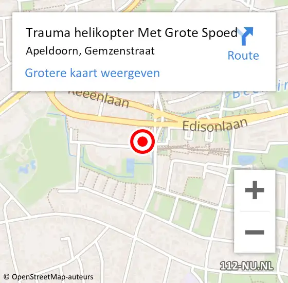 Locatie op kaart van de 112 melding: Trauma helikopter Met Grote Spoed Naar Apeldoorn, Gemzenstraat op 29 juli 2022 10:52