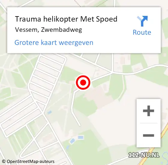 Locatie op kaart van de 112 melding: Trauma helikopter Met Spoed Naar Vessem, Zwembadweg op 29 juli 2022 11:14