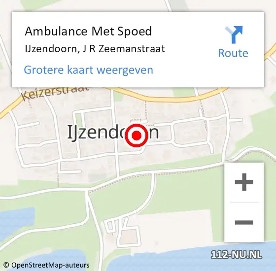 Locatie op kaart van de 112 melding: Ambulance Met Spoed Naar IJzendoorn, J R Zeemanstraat op 29 juli 2022 11:37