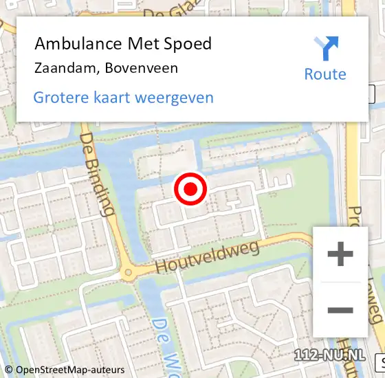 Locatie op kaart van de 112 melding: Ambulance Met Spoed Naar Zaandam, Bovenveen op 29 juli 2022 11:50