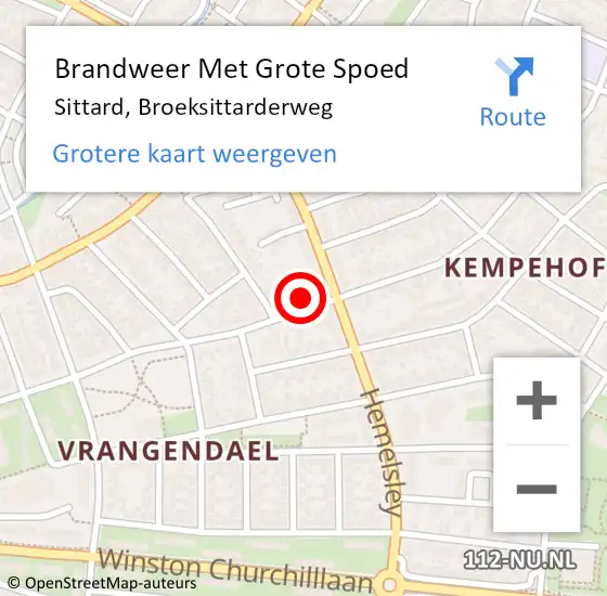 Locatie op kaart van de 112 melding: Brandweer Met Grote Spoed Naar Sittard, Broeksittarderweg op 29 juli 2022 11:58