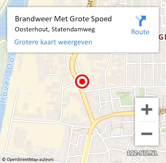 Locatie op kaart van de 112 melding: Brandweer Met Grote Spoed Naar Oosterhout, Statendamweg op 29 juli 2022 12:15