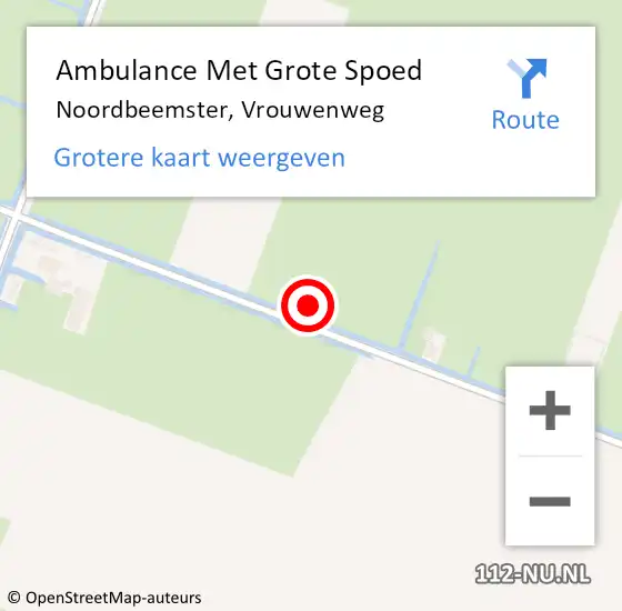 Locatie op kaart van de 112 melding: Ambulance Met Grote Spoed Naar Noordbeemster, Vrouwenweg op 29 juli 2022 12:49