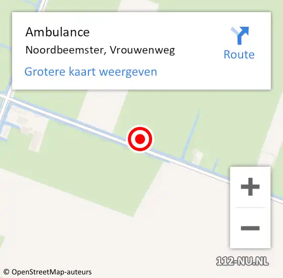 Locatie op kaart van de 112 melding: Ambulance Noordbeemster, Vrouwenweg op 29 juli 2022 12:50