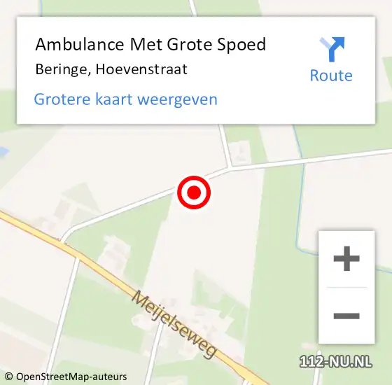 Locatie op kaart van de 112 melding: Ambulance Met Grote Spoed Naar Beringe, Hoevenstraat op 24 juli 2014 17:28