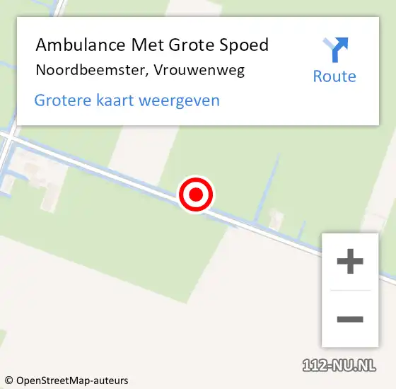 Locatie op kaart van de 112 melding: Ambulance Met Grote Spoed Naar Noordbeemster, Vrouwenweg op 29 juli 2022 13:06