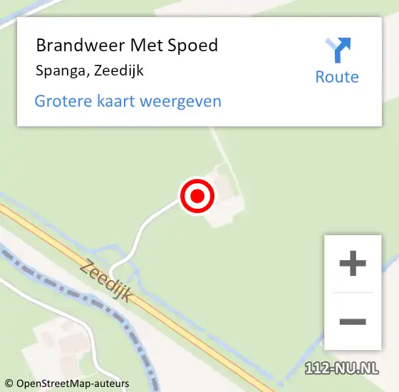 Locatie op kaart van de 112 melding: Brandweer Met Spoed Naar Spanga, Zeedijk op 29 juli 2022 13:07