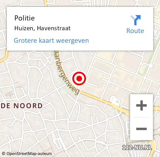 Locatie op kaart van de 112 melding: Politie Huizen, Havenstraat op 29 juli 2022 13:32