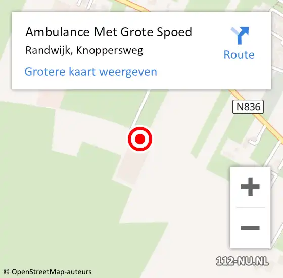 Locatie op kaart van de 112 melding: Ambulance Met Grote Spoed Naar Randwijk, Knoppersweg op 29 juli 2022 13:52