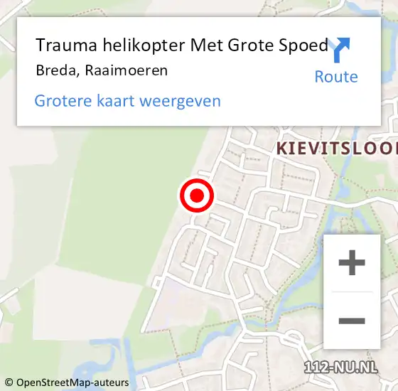 Locatie op kaart van de 112 melding: Trauma helikopter Met Grote Spoed Naar Breda, Raaimoeren op 29 juli 2022 14:08