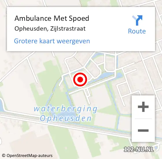 Locatie op kaart van de 112 melding: Ambulance Met Spoed Naar Opheusden, Zijlstrastraat op 29 juli 2022 14:10