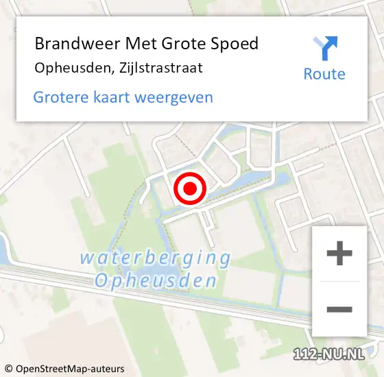 Locatie op kaart van de 112 melding: Brandweer Met Grote Spoed Naar Opheusden, Zijlstrastraat op 29 juli 2022 14:10