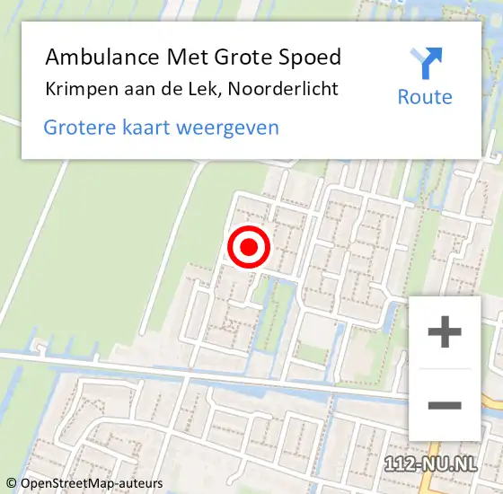 Locatie op kaart van de 112 melding: Ambulance Met Grote Spoed Naar Krimpen aan de Lek, Noorderlicht op 29 juli 2022 14:15