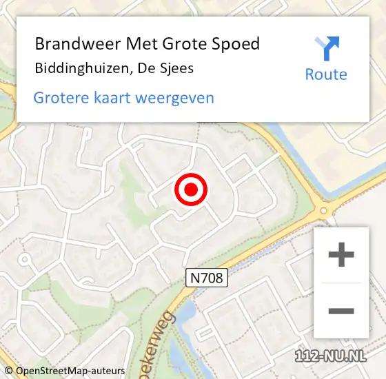 Locatie op kaart van de 112 melding: Brandweer Met Grote Spoed Naar Biddinghuizen, De Sjees op 29 juli 2022 14:20