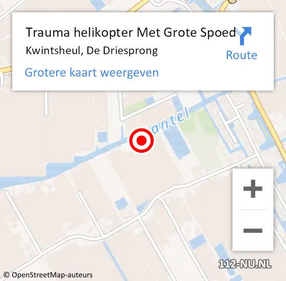 Locatie op kaart van de 112 melding: Trauma helikopter Met Grote Spoed Naar Kwintsheul, De Driesprong op 29 juli 2022 14:34