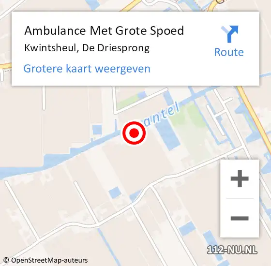 Locatie op kaart van de 112 melding: Ambulance Met Grote Spoed Naar Kwintsheul, De Driesprong op 29 juli 2022 14:34