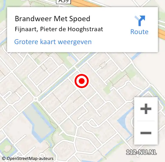 Locatie op kaart van de 112 melding: Brandweer Met Spoed Naar Fijnaart, Pieter de Hooghstraat op 29 juli 2022 15:01