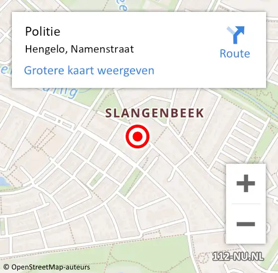 Locatie op kaart van de 112 melding: Politie Hengelo, Namenstraat op 29 juli 2022 15:14