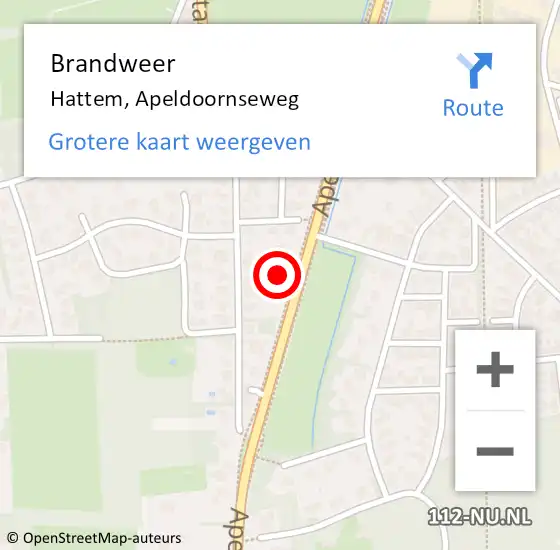 Locatie op kaart van de 112 melding: Brandweer Hattem, Apeldoornseweg op 29 juli 2022 15:28