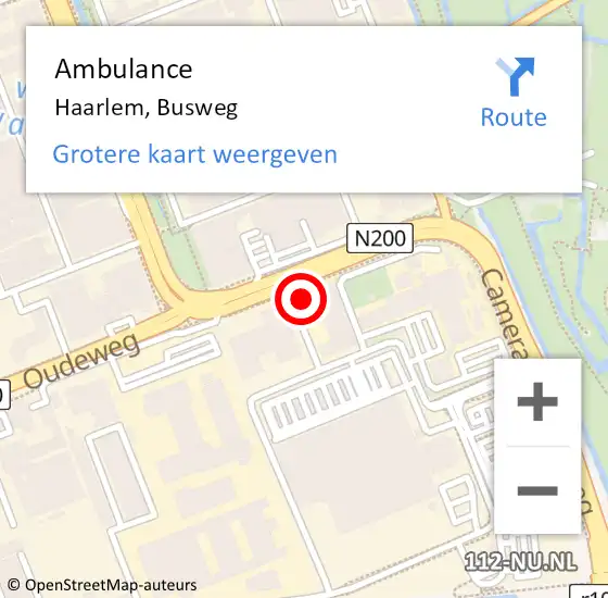 Locatie op kaart van de 112 melding: Ambulance Haarlem, Busweg op 29 juli 2022 15:29