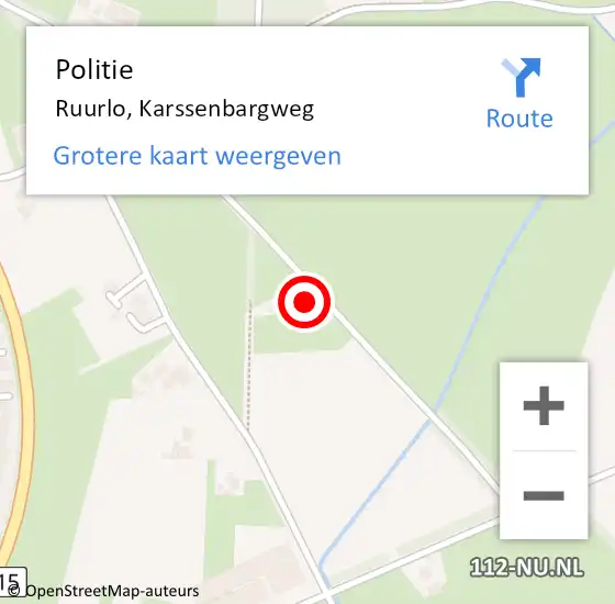 Locatie op kaart van de 112 melding: Politie Ruurlo, Karssenbargweg op 29 juli 2022 15:51